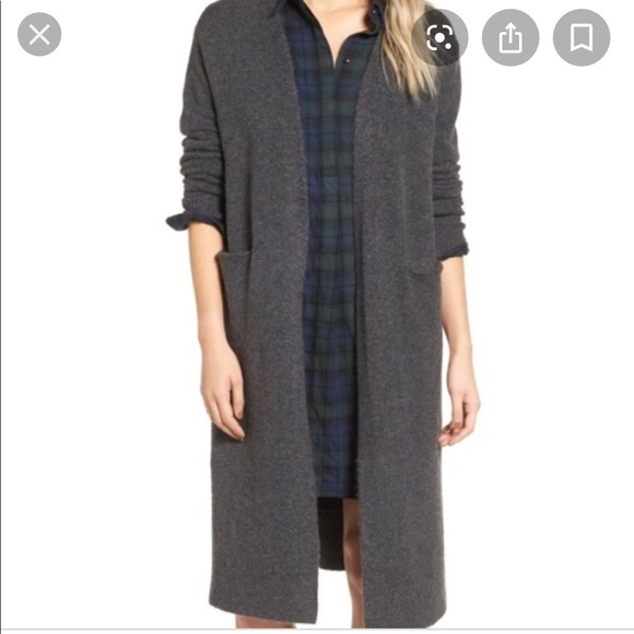 Madewell Sweaters - Madewell Long Charcoal Grey Cardigan